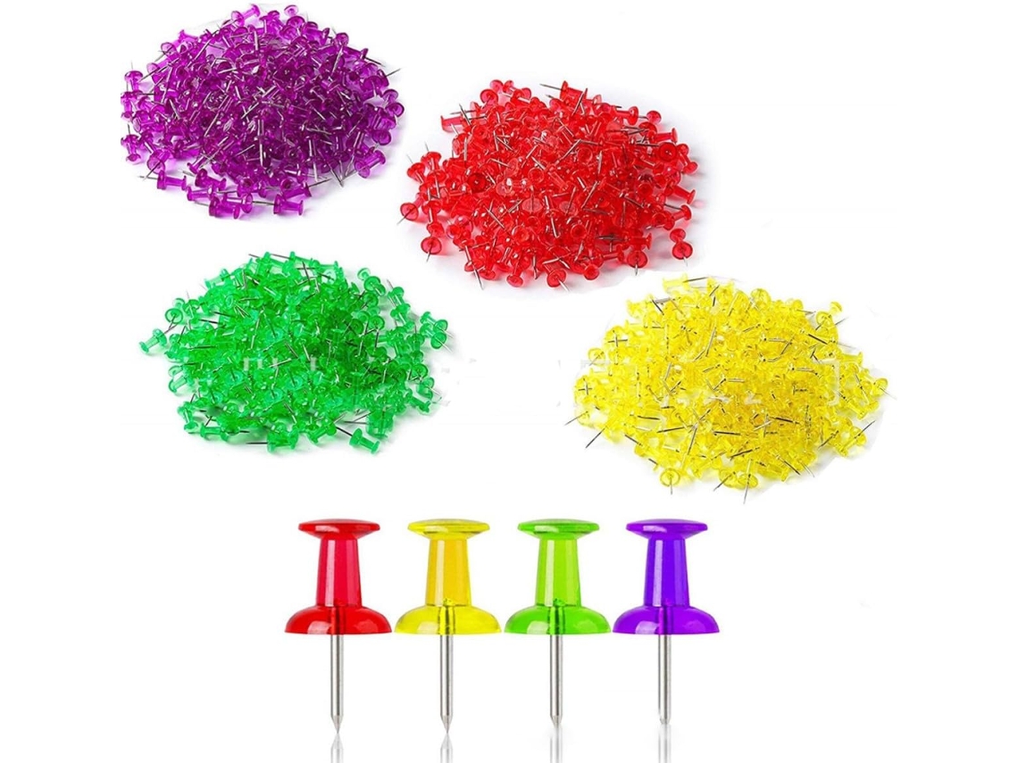 Conjunto De 12 Tachinhas Multicoloridas Para Quadros Cortiça, Fáceis De Usar, Feitas De Plástico E Metal, Ideais Para