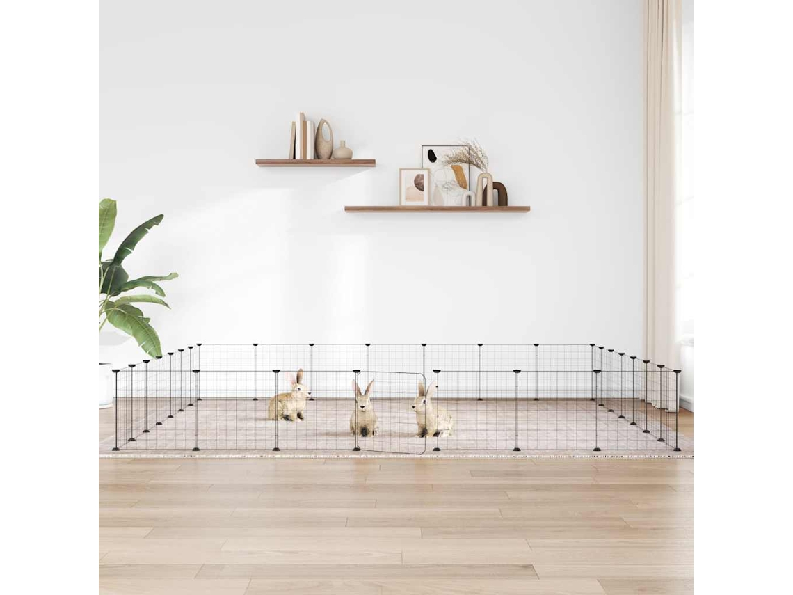 Vidaxl Gaiola P/ Animais De 28 Painéis C/ Porta 245x245x35 Cm Aço Preto