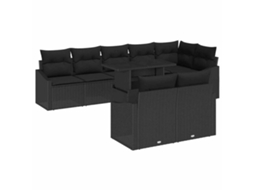 Maison Exclusive - Conjunto De Sofá De Jardim Com Almofada Ajustável 9 Pcs Preto