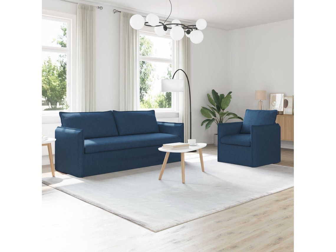 Vidaxl Conjunto De Sofás 2 Pcs Azul 196 X 82 X 85 Cm Tecido