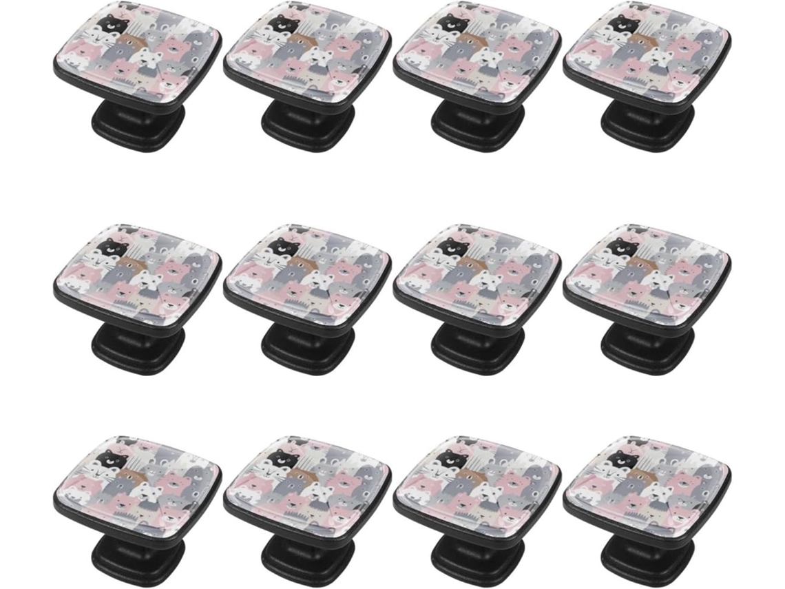 Puxadores Quadrados Para Gavetas De Cômoda, Puxadores Para Armários De Cozinha, 12 Peças, Rosto De Animal Desenho