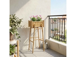 Vidaxl Jardineira Com Suporte Natural 50 X 38 X 114 Cm Bambu