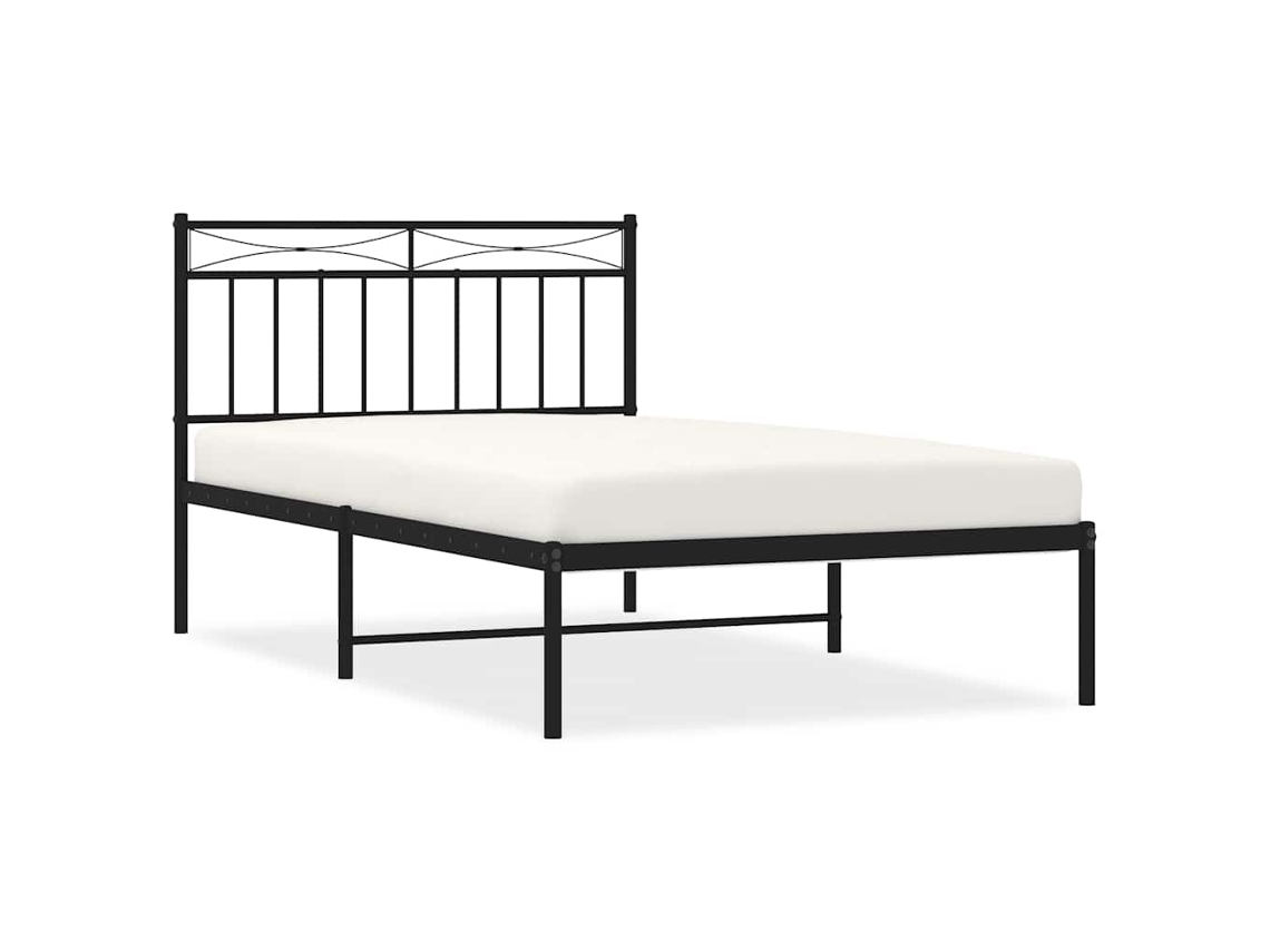 Estrutura de Cama com Cabeceira Metal Preto MAISON EXCLUSIVE 100x200 cm