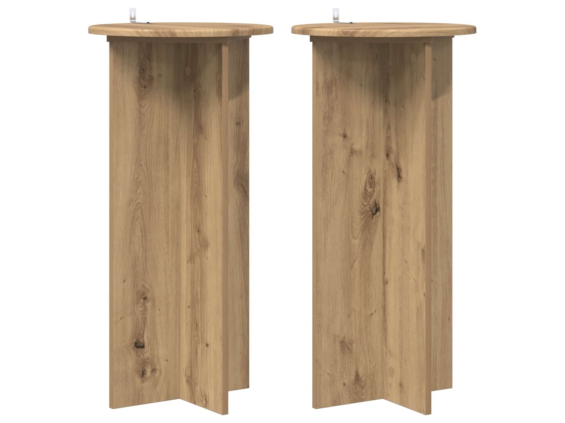 Conjunto 2 Suporte Moderno Para Plantas Vidaxl Castanho Derivados De Madeira (40 X 40 X 80 Cm)