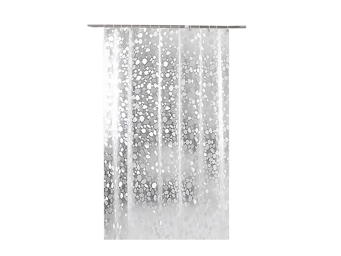 Cortina de Chuveiro PVC Anti Mofo 3D Branca com Ganchos | S/MARCA