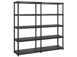 Conjunto 1 Storage Shelf, Storage Shelves Vidaxl Preto Plástico (183 X 45.7 X 185 Cm)