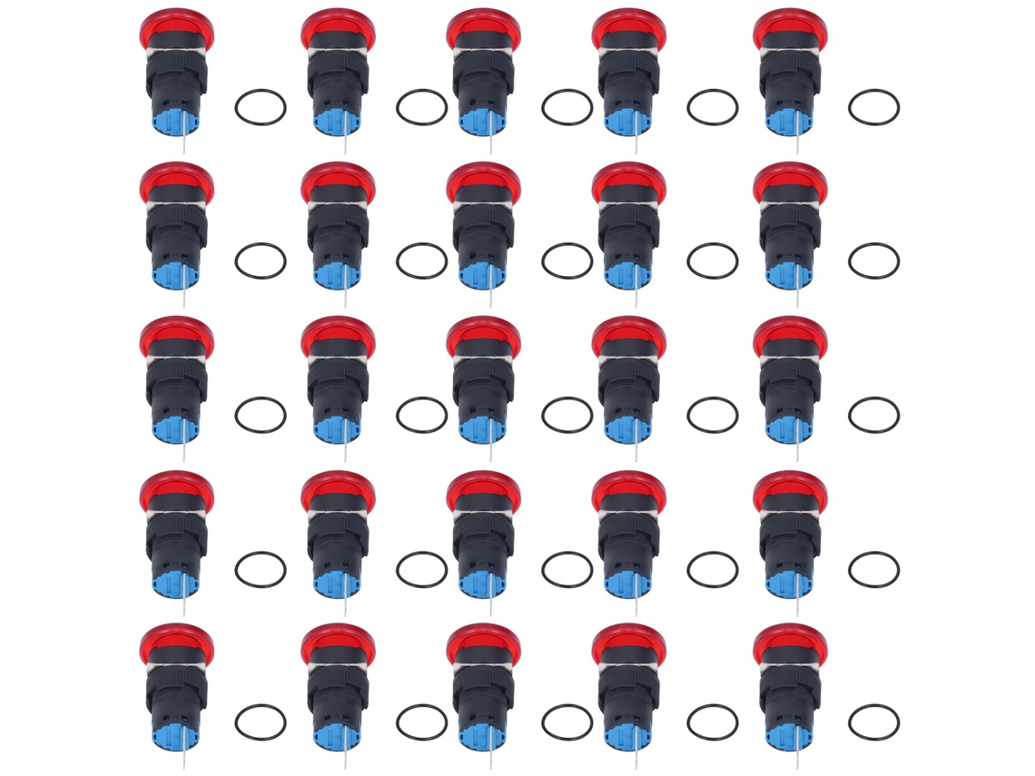25pcs Botão Interruptor Momentâneo Auto-reset 16mm 3 Pinos Bem-la16-11m-r Kit Acessório