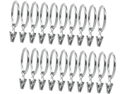 Conjunto De 20 Argolas Redondas De Aço Inoxidável Com Presilhas Para Cortinas De Janelas, Banheiro E Sala De Estar. Argolas Prateadas.