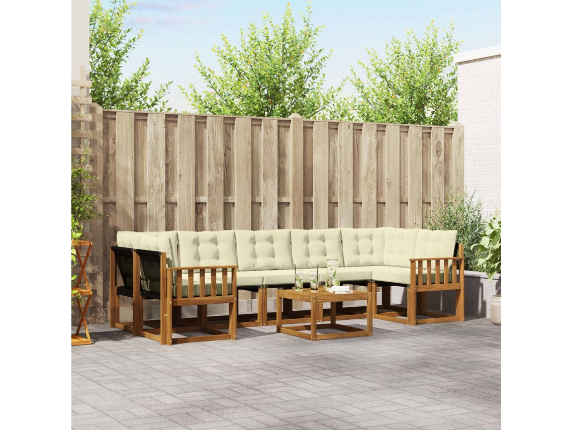 Vidaxl Conjunto De Sofás Para Exterior 8 Pcs Natural E Creme
