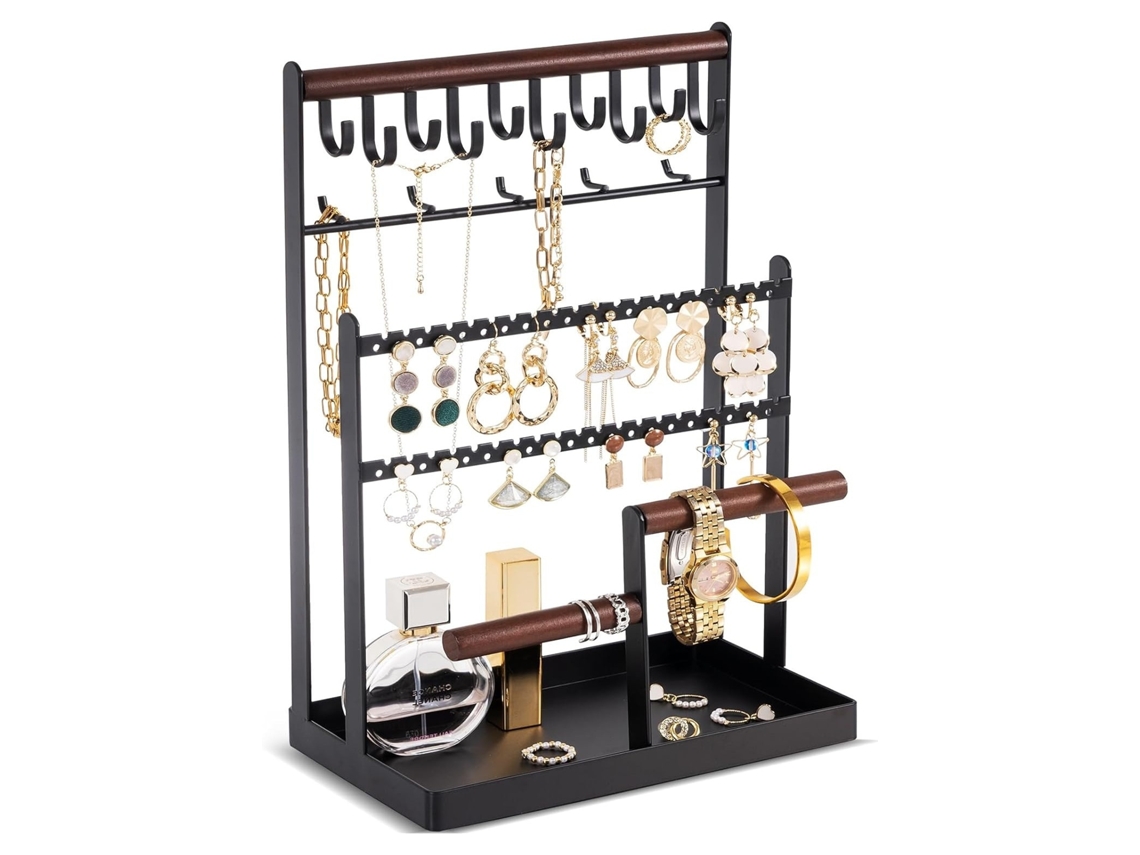 Organizador De Bijuterias Nível 5 Suporte Para Brincos 10 Brincos Preto 20x12x34cm