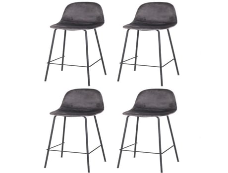 Bancos altos de design de veludo Ima - URBAN LIVING - Conjunto de 4 - Cinza - Contemporâneo - Metal