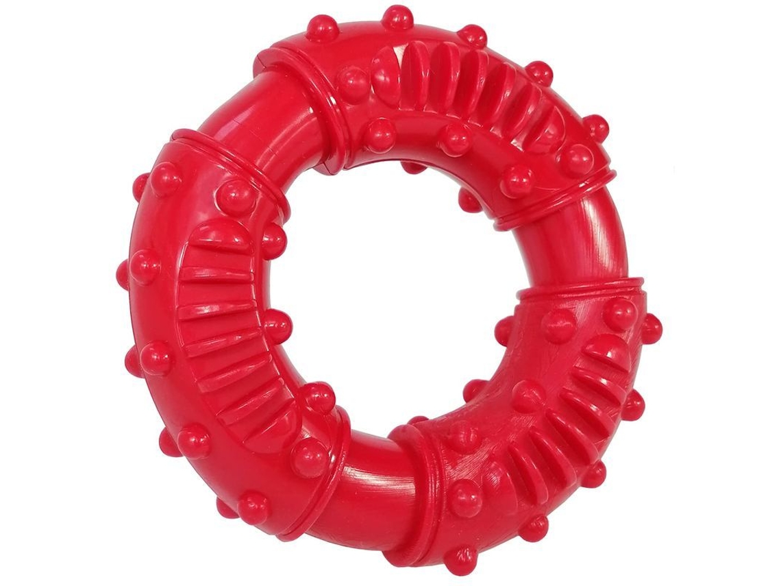 2026-anel De Morder Para Cães, Brinquedo De Borracha Natural Indestrutível, Vermelho