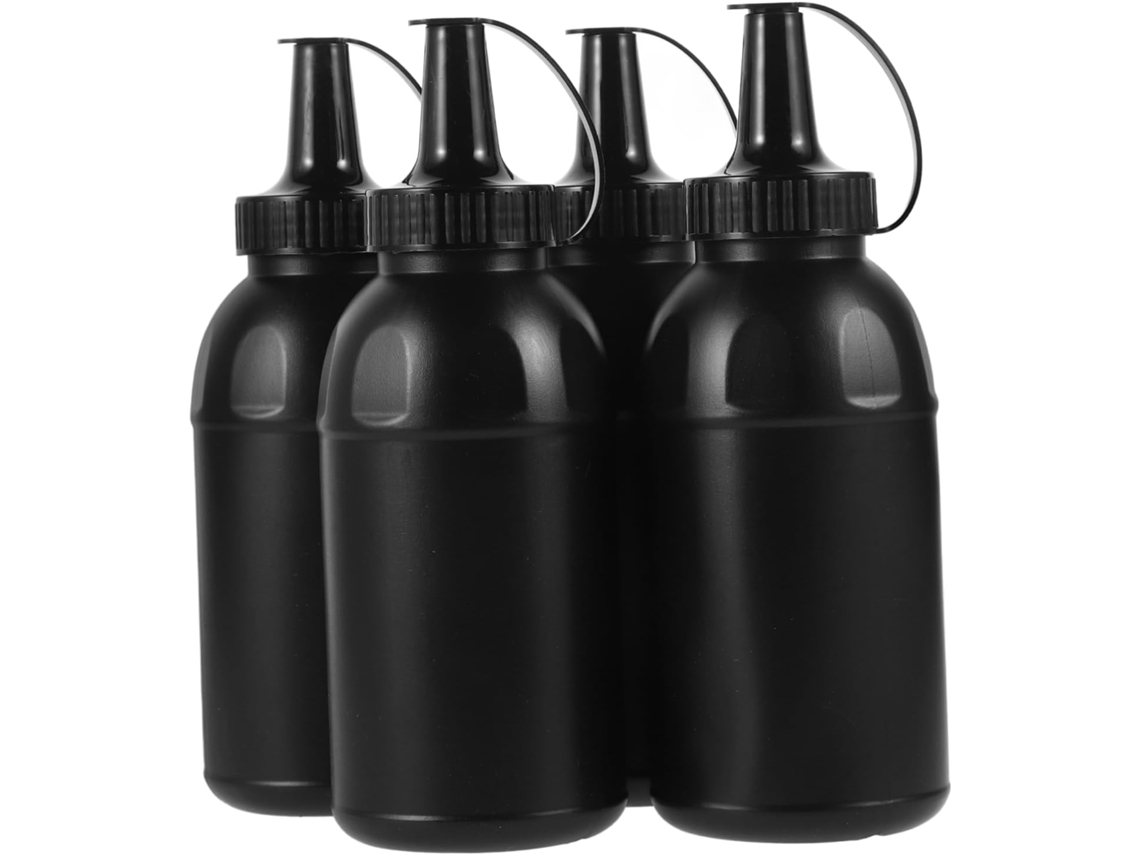 Conjunto de 4 potes de plástico preto para guardar Miçangas, Fáceis De Armazenar.