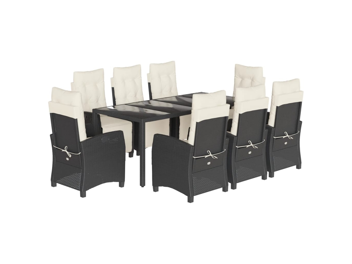 Garden Dining Set, Garden Dining Sets Vidaxl Preto Rattan / Vime (190 Cm Table Length)
