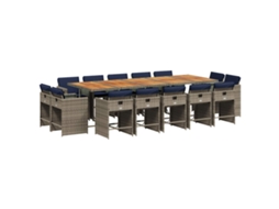 Maison Exclusive - Conjunto De Jantar Para Jardim Com 15 Peças E Almofadas Em Rattan Sintético Cinza