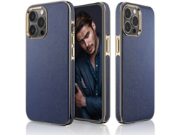 2026 capa para Iphone 13 Pro Max, Slim Clássica de Couro para Homens (azul Marinho)