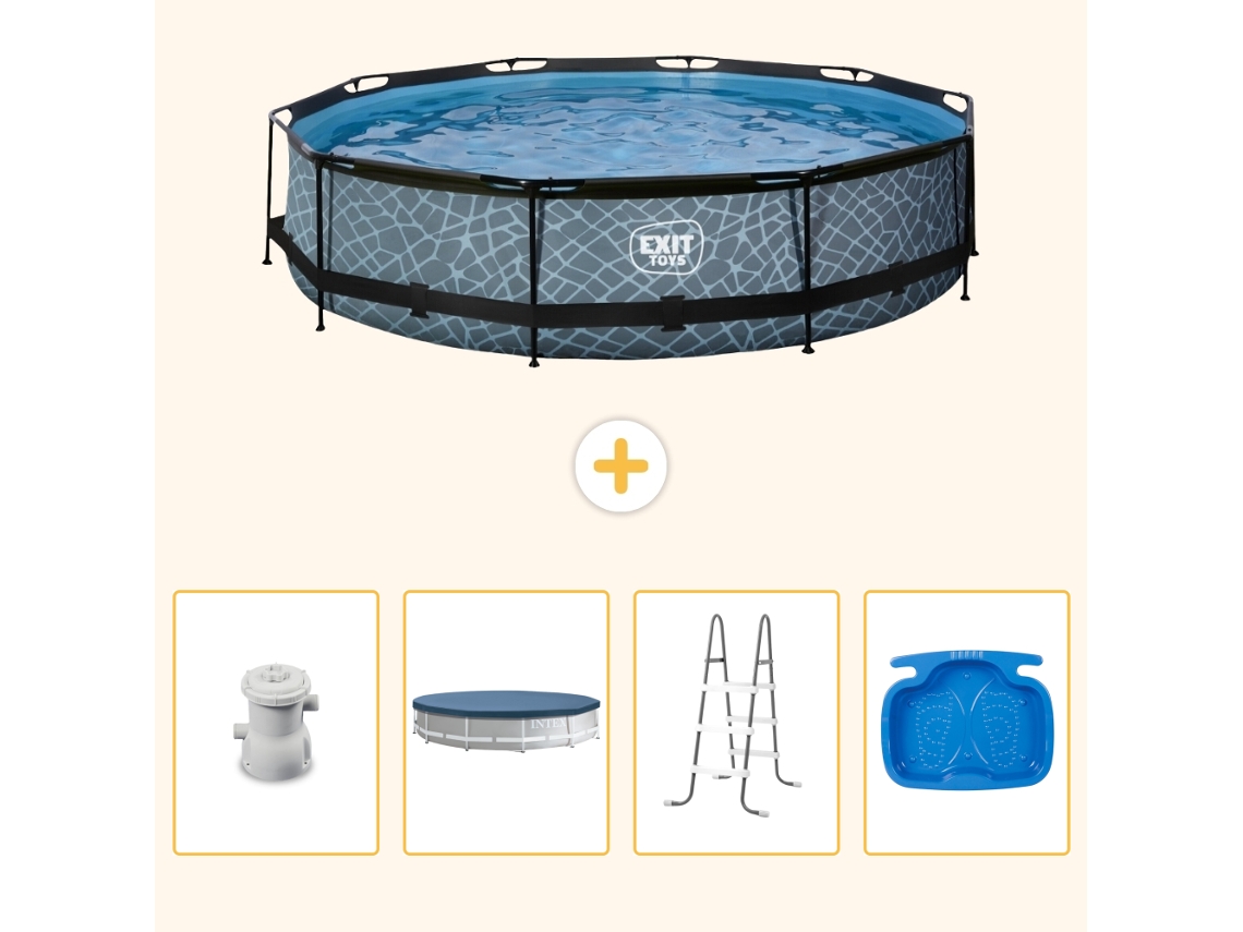 Exit-toys Piscina Exit Redonda - Efeito Pedra - 360x76 Cm - 5-peças S314