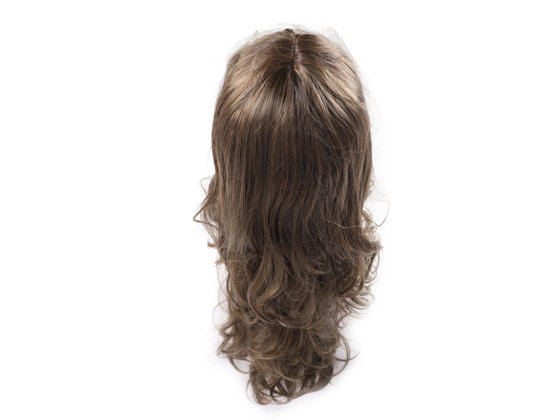 2026 peluca Larga Rizos Marrón Claro Ondas Fáceis de Cuidar com Franja Arejada e Volume Natural