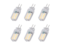 6pcs Lâmpada G4 3w 16led 12v 360° dissipação de calor branco quente para luminárias, parede, mesa | S/MARCA