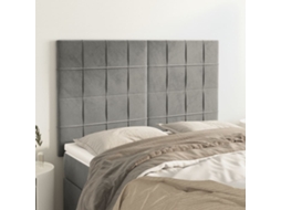 Cabecero de terciopelo de 4 piezas 72x5x78/88 cm gris claro