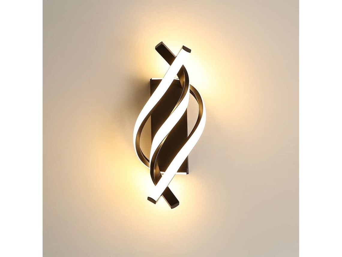 Luz De Parede Led Moderna 18w Design Curvo Ip20, Luz Branca Quente 3000k, Preta, Ideal Para Quarto, Sala De Estudo