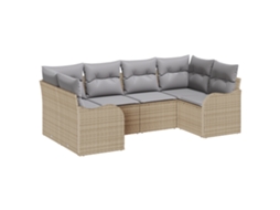 Conjunto 6 Conjunto De Sofá De Jardim Vidaxl Bege Vime Pe (55 X 55 X 37 Cm)
