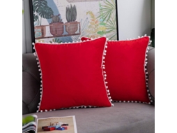 2026 funda de Almofada Navideña Azul Escuro 18x18 Polegadas 8 Unidades de Veludo Suave com Pompons Decorativos para Sofá e Lar