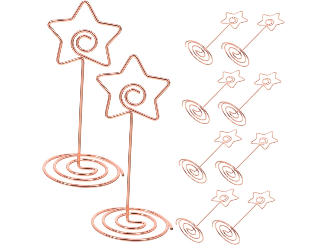 Conjunto de 10 alfinetes dourados em formato de estrela de cinco pontas para números de mesa, com base espiral, ideais para