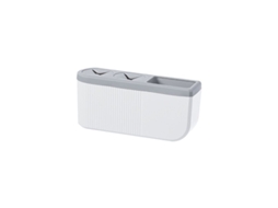 2026-porta Cepillos De Dientes Eléctricos Linjou Pared Sin Taladrar 2 Ranuras Gris Organizador Baño