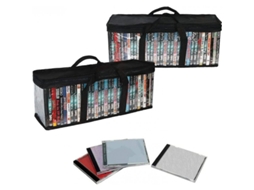 2026rebe bolsa Organizadora para Dvd com Tampa Transparente, Armazenamento para 80 Blu ray/filmes/ps4, Manejo Fácil 2 Pacotes