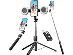 Suporte Para Bastão De Selfie Com Luz De Preenchimento, Bastão De Selfie Para Celular, Design Durável Em Aço Inoxidável, Controle Remoto Bluetooth E T