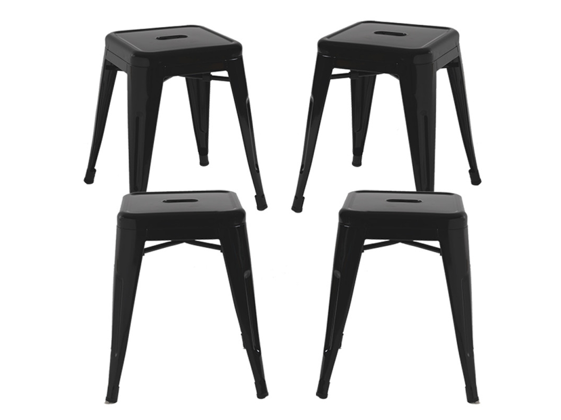Pack 4 Bancos Torix Pequenos 45 Cm - Preto Mate