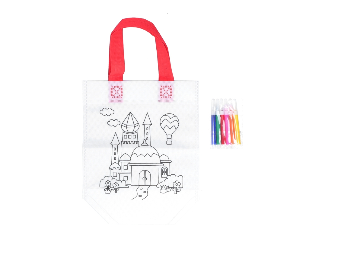 Ats bolsa Tote Diy de Grafite com 6 Lápis de Cor para Crianças Castelo