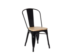 Pacote De 2 Cadeiras De Jantar Empilháveis Lix Aço Madeira Natural Preto Sklum