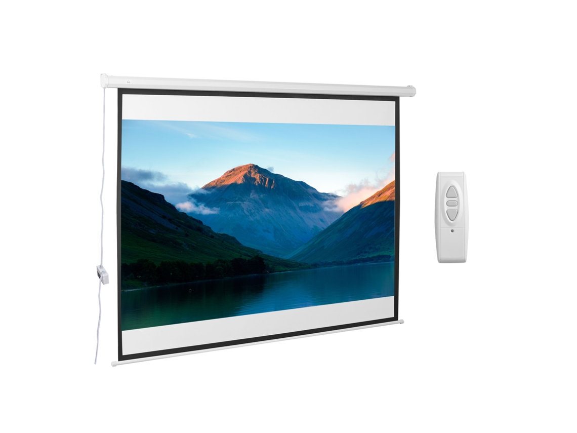 Tela De Projeção Elétrica Tecido Pvc E Metal Cor Branco 203x152 Cm Homcom