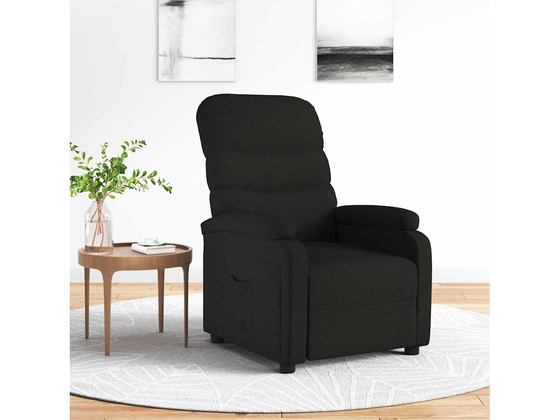 Vidaxl Poltrona Reclinável Tecido Preto