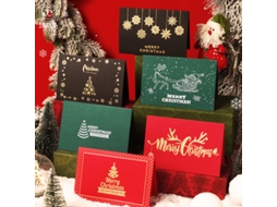 Conjunto De 6 Peças De Cartões Comemorativos Com Estampagem Dourada Em Relevo Para Natal, Cartão Comemorativo De Natal Para Negóci Aquaforge
