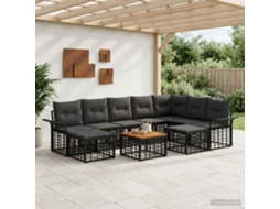 Vidaxl Conjunto De Sofás Para Exterior 10 Pcs Preto E Cinza Escuro