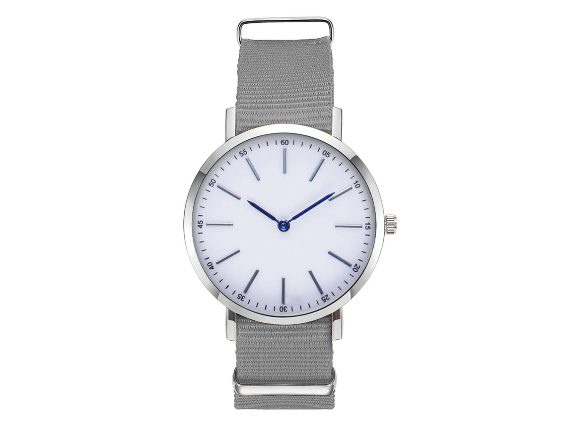 Reloj De Cuarzo Para Hombre Con Correa De Nylon, Dial Redondo, Casual Elegante Gris