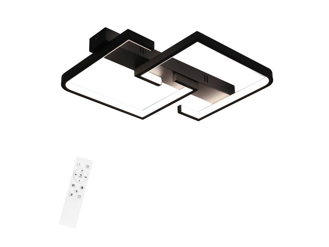 Nettlife Led Plafon 45 W Metal 60 Cm Sala De Estar Regulável Com Controlo Remoto Preto Design Moderno Para Quarto Sala De Jantar Cozinha De Estudo
