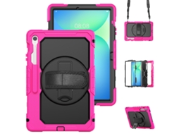 Capa para Samsung Tab S10fe Plus 13.1 com Alça de Ombro, Suporte e Cor Rosa Vermelha e Preta XIAOMOYU