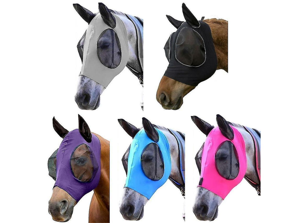 Máscara De Mosca Do Cavalo Com Orelhas Capuz Completo Da Tampa Da Proteção Da Malha Do Rosto Anti Mosquito Nostalgia88