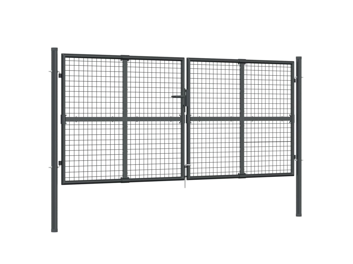 vidaXL Portão de rede para jardim 300x175 cm aço galvanizado antracite