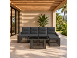 Vidaxl Conjunto De Sofá De Jardim 6 Unid. Cinza E Cinza Escuro Vime Pe