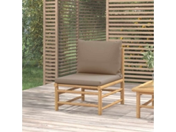 Vidaxl Sofá De Centro Jardim Bambu C/ Almofadões Cinzento-acastanhado