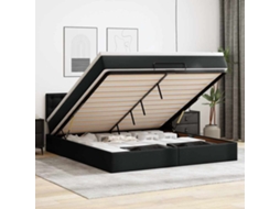 Cama Otomana Com Colchõesleds 160x200cm Couro Artificial Preto