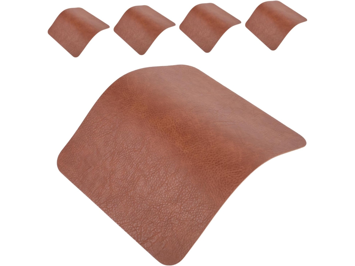 Conjunto De 5 Tapetes De Mesa Vintage, Impermeáveis E Antiderrapantes Em Couro Sintético, Protetores De Mesa Para Mouse E Teclado, Marrom.