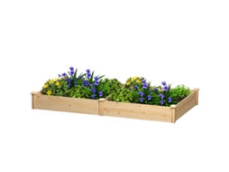 Jardim Elevado de Madeira com divisor e base aberta MARCA (235x121x26 cm, natural)
