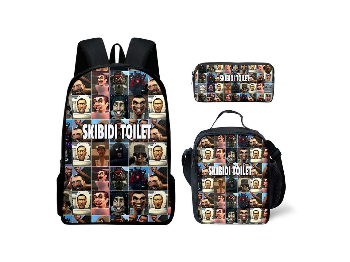 KOHREE Skibidi Toilet Mochila Escolar Conjunto de Três Peças