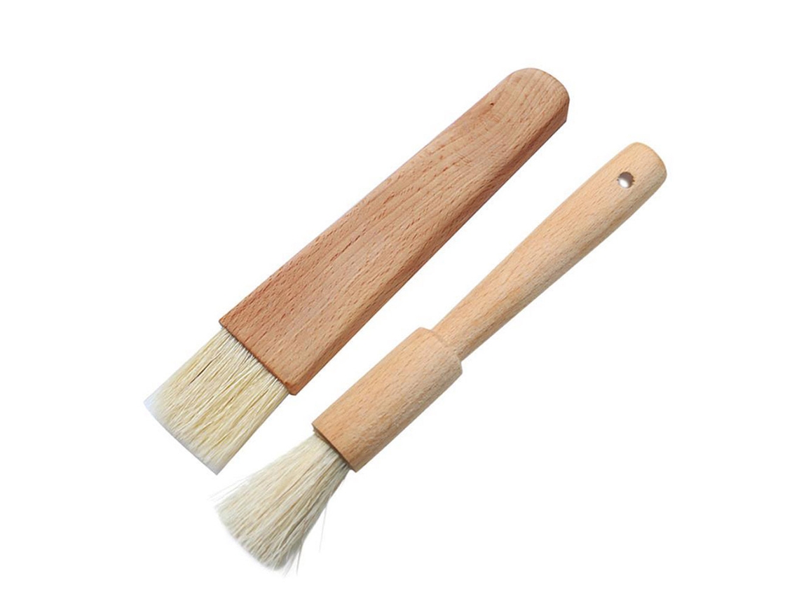 2pcs Pincéis de Churrasco BBQ, para Óleo e Molho, com Cabo de Madeira, 19cm
